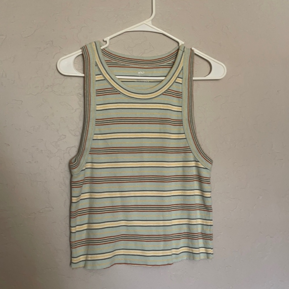 AE Aerie Striped Cropped Tank Top